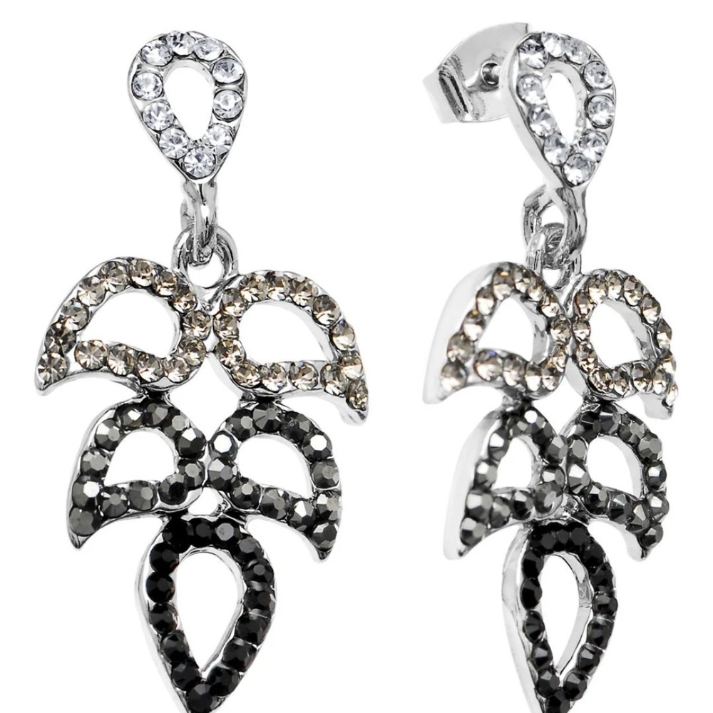 Ravishing Rhinestone Leaf Earrings